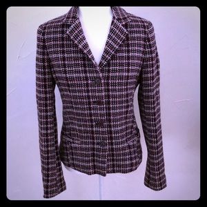 Theory Navy, Burgundy and Pink Tweed Jacket!
